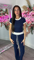 Avery Navy Contrast Trim Loungewear Set